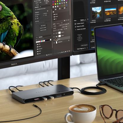 Satechi Thunderbolt 4 MultiDisplay Dock With DisplayLink - мултифункционална док станция за свързване на допълнителна периферия за компютри с USB-C порт (тъмносив) 5