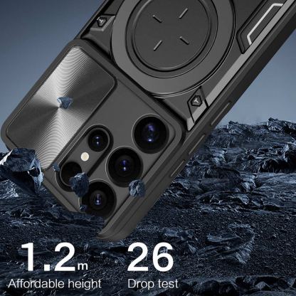 Techsuit CamGuard Pro Case - хибриден удароустойчив кейс с вградена поставка за Samsung Galaxy S25 Ultra (черен)  5