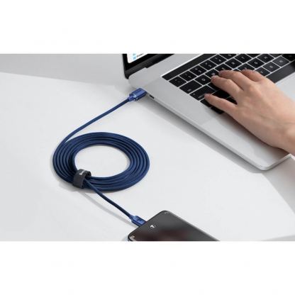 Baseus Crystal Shine USB-C to USB-C Cable 100W (CAJY000603) - здрав кабел с въжена оплетка и бързо зареждане за устройства с USB-C порт (120 см) (син) 7