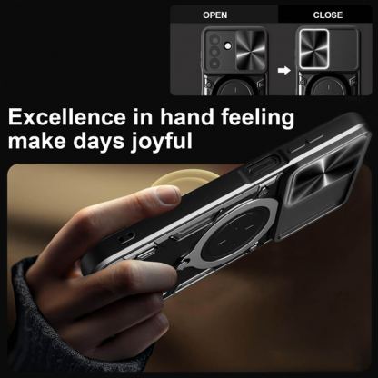 Techsuit CamGuard Pro Case - хибриден удароустойчив кейс с вградена поставка за Samsung Galaxy A26 5G (черен)  2