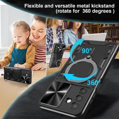 Techsuit CamGuard Pro Case - хибриден удароустойчив кейс с вградена поставка за Samsung Galaxy A26 5G (черен)  3