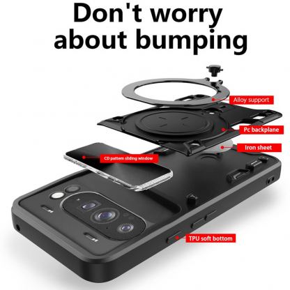 Techsuit CamGuard Pro Case - хибриден удароустойчив кейс с вградена поставка за Samsung Galaxy A26 5G (черен)  6