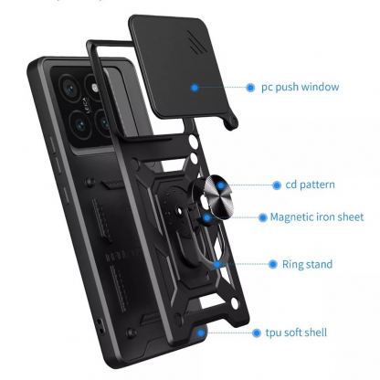 Techsuit CamShield Case - хибриден удароустойчив кейс с пръстен против изпускане за Xiaomi 15 Pro (черен)  2