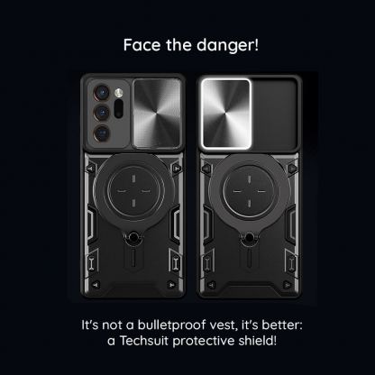 Techsuit CamGuard Pro Case - хибриден удароустойчив кейс с вградена поставка за Samsung Galaxy A36 5G (черен)  3