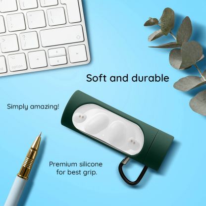 Techsuit Silicone Case - силиконов калъф с карабинер за Apple Airpods Pro 2, AirPods Pro (зелен)  2