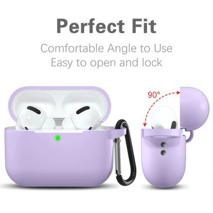 Techsuit Silicone Case - силиконов калъф с карабинер за Apple Airpods Pro 2, AirPods Pro (лилав)  2