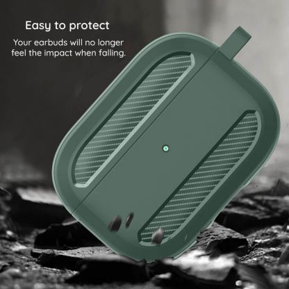 Techsuit Carbon Silicone Case - силиконов калъф с карабинер за Apple Airpods Pro 2, AirPods Pro (зелен)  2