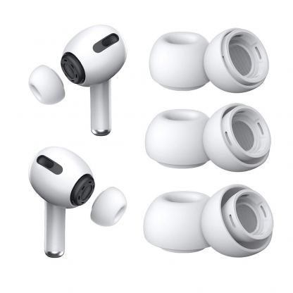 Techsuit AirPods Pro Silicone Eartips - 6 броя силиконови тапи за Apple AirPods Pro, AirPods Pro 2 (бял) 2