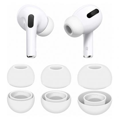 Techsuit AirPods Pro Silicone Eartips - 6 броя силиконови тапи за Apple AirPods Pro, AirPods Pro 2 (бял) 3