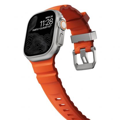 Nomad Rocky Point Strap - силиконова каишка за Apple Watch 42мм, 44мм, 45мм, 46мм, Ultra 49мм (оранжев-сив) 6