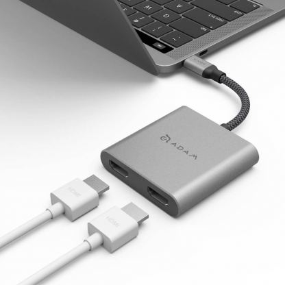 Adam Elements Casa H2 USB-C Hub Dual HDMI Adapter - адаптер за свързване от USB-C към два HDMI порта (тъмносив) 6