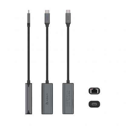 Adam Elements Casa USB-C with Ethernet Adapter 2.5Gb/s - адаптер USB-C към Ethernet за компютри с USB-C порт (тъмносив) 3