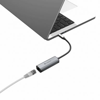 Adam Elements Casa USB-C with Ethernet Adapter 2.5Gb/s - адаптер USB-C към Ethernet за компютри с USB-C порт (тъмносив) 5