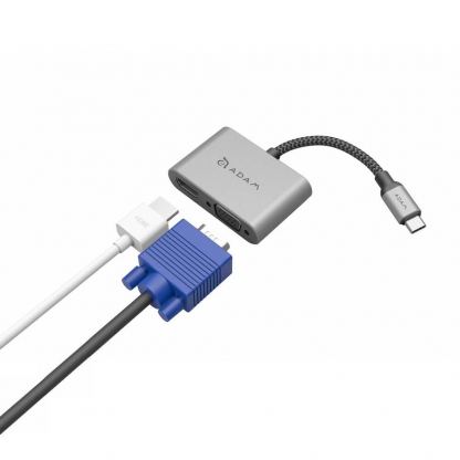 Adam Elements CASA Hub VH1 USB-C to VGA and HDMI 4K Adapter - адаптер за свързване от USB-C към VGA и HDMI 4K (тъмносив) 5