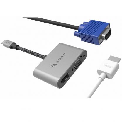 Adam Elements CASA Hub VH1 USB-C to VGA and HDMI 4K Adapter - адаптер за свързване от USB-C към VGA и HDMI 4K (тъмносив) 7