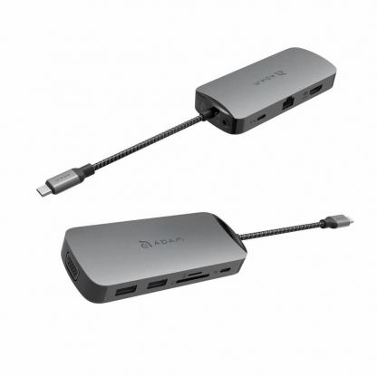 Adam Elements Casa X VGA Hub USB-C 8K 10-in-1 - мултифункционален хъб за свързване на допълнителна периферия за устройства с USB-C (тъмносив) 2