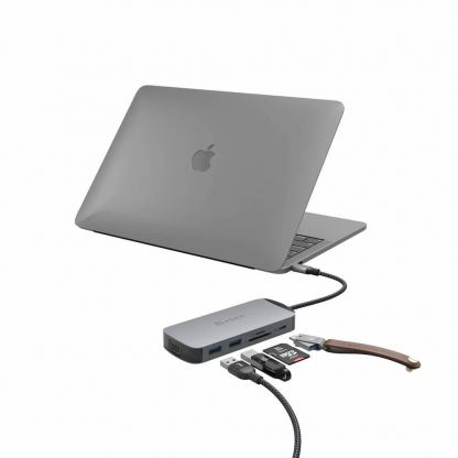 Adam Elements Casa X VGA Hub USB-C 8K 10-in-1 - мултифункционален хъб за свързване на допълнителна периферия за устройства с USB-C (тъмносив) 5