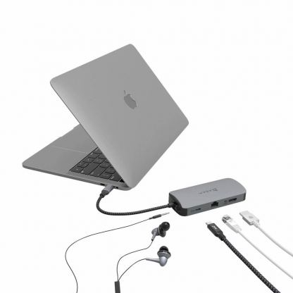 Adam Elements Casa X VGA Hub USB-C 8K 10-in-1 - мултифункционален хъб за свързване на допълнителна периферия за устройства с USB-C (тъмносив) 6