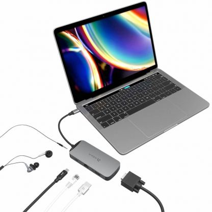 Adam Elements Casa X VGA Hub USB-C 8K 10-in-1 - мултифункционален хъб за свързване на допълнителна периферия за устройства с USB-C (тъмносив) 7