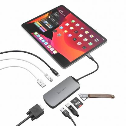 Adam Elements Casa X VGA Hub USB-C 8K 10-in-1 - мултифункционален хъб за свързване на допълнителна периферия за устройства с USB-C (тъмносив) 8