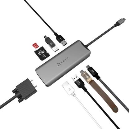 Adam Elements A09 Casa Hub USB-C 9-in-1 - мултифункционален хъб за свързване на допълнителна периферия за устройства с USB-C (тъмносив) 8