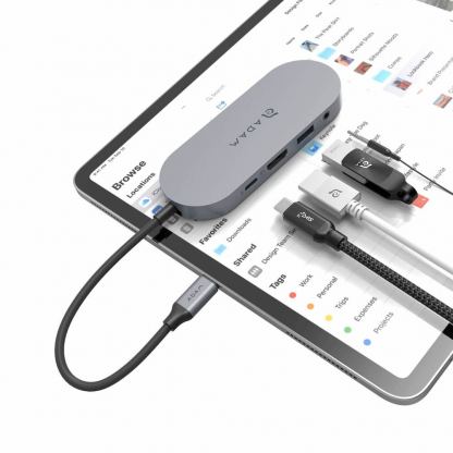 Adam Elements CASA USB-C 5-in-1 Hub with 240GB SSD - мултифункционален хъб за свързване на допълнителна периферия с вграден SSD диск за устройства с USB-C (тъмносив) 5
