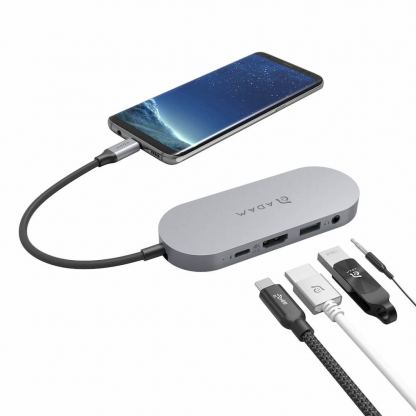 Adam Elements CASA USB-C 5-in-1 Hub with 240GB SSD - мултифункционален хъб за свързване на допълнителна периферия с вграден SSD диск за устройства с USB-C (тъмносив) 7