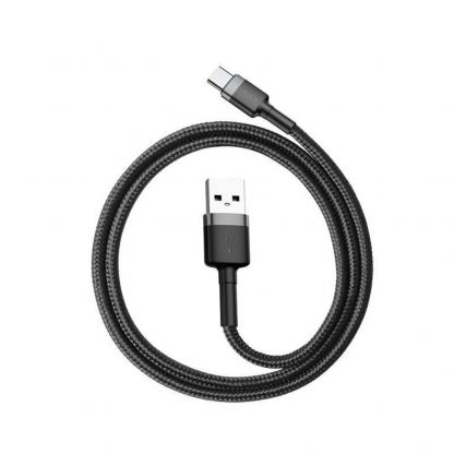 Baseus Cafule USB-A to USB-C Cable 18W (CATKLF-CG1) - кабел с въжена оплетка и бързо зареждане за устройства с USB-C порт (300 см) (черен-сив) 3