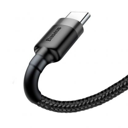 Baseus Cafule USB-A to USB-C Cable 18W (CATKLF-CG1) - кабел с въжена оплетка и бързо зареждане за устройства с USB-C порт (300 см) (черен-сив) 5