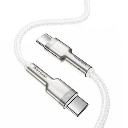 Baseus Cafule Metal Series USB-C to USB-C Cable 100W (CATJK-D02) - здрав кабел с въжена оплетка за устройства с USB-C порт (200 см) (бял) 2
