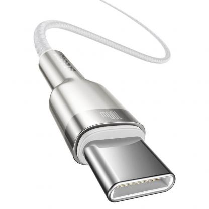 Baseus Cafule Metal Series USB-C to USB-C Cable 100W (CATJK-D02) - здрав кабел с въжена оплетка за устройства с USB-C порт (200 см) (бял) 3