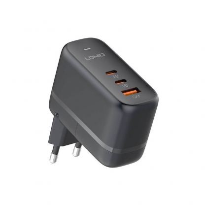 LDNIO GaN Fast Wall Charger 65W - захранване за ел. мрежа с USB-A и 2xUSB-C изходи с технология за бързо зареждане и USB-C към USB-C кабел (черен) 2