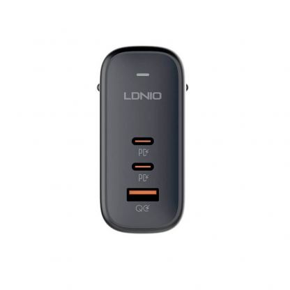 LDNIO GaN Fast Wall Charger 65W - захранване за ел. мрежа с USB-A и 2xUSB-C изходи с технология за бързо зареждане и USB-C към USB-C кабел (черен) 4