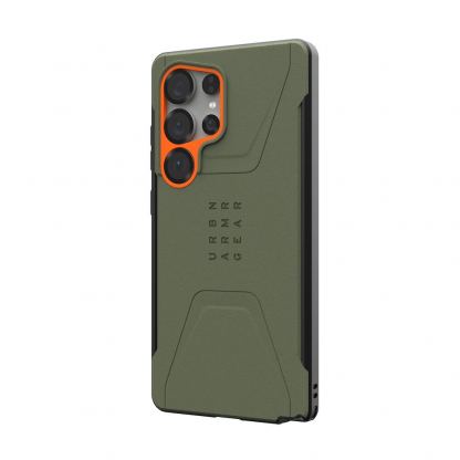 Urban Armor Gear Civilian MagSafe Case - удароустойчив хибриден кейс с MagSafe за Samsung Galaxy S25 Ultra (зелен-оранжев) 2