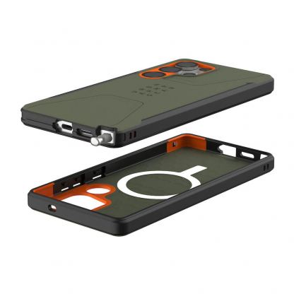 Urban Armor Gear Civilian MagSafe Case - удароустойчив хибриден кейс с MagSafe за Samsung Galaxy S25 Ultra (зелен-оранжев) 13