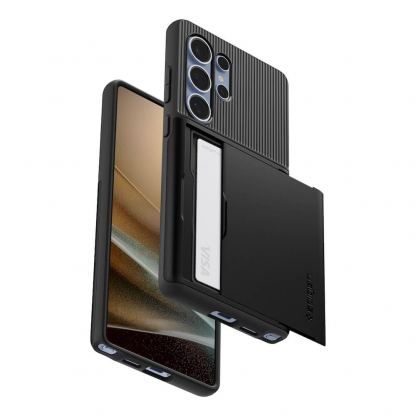 Spigen Slim Armor CS Case - хибриден кейс с отделение за кр. карти и най-висока степен на защита за Samsung Galaxy S25 Ultra (черен) 7