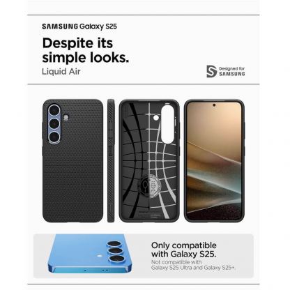Spigen Liquid Air Case - силиконов (TPU) калъф с висока степен на защита за Samsung Galaxy S25 (черен) 13