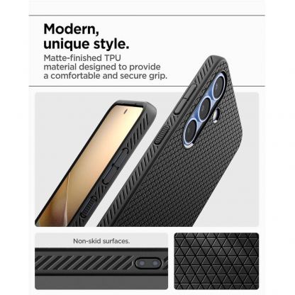 Spigen Liquid Air Case - силиконов (TPU) калъф с висока степен на защита за Samsung Galaxy S25 (черен) 15