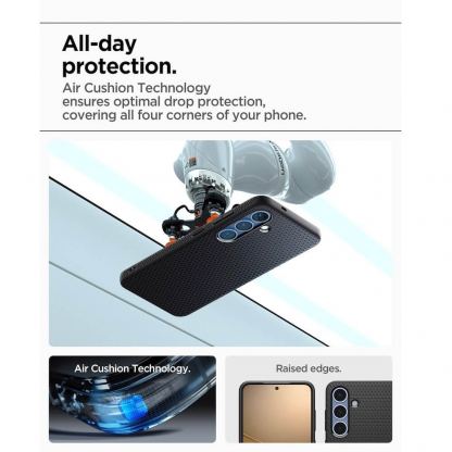 Spigen Liquid Air Case - силиконов (TPU) калъф с висока степен на защита за Samsung Galaxy S25 (черен) 17
