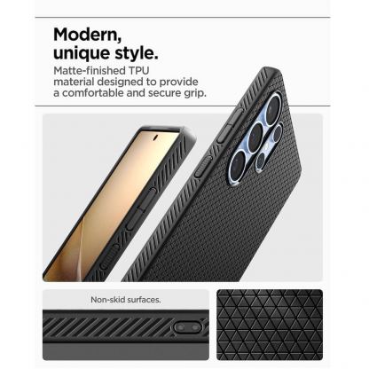 Spigen Liquid Air Case - силиконов (TPU) калъф с висока степен на защита за Samsung Galaxy S25 Ultra (черен) 16