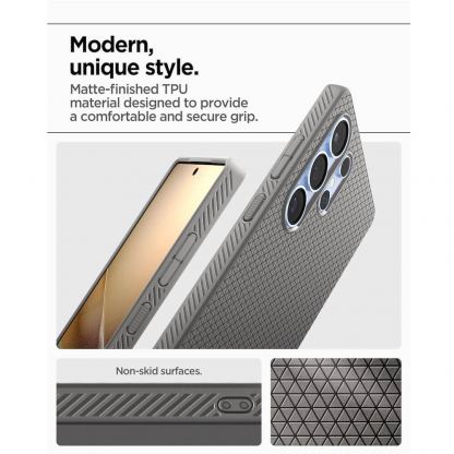 Spigen Liquid Air Case - силиконов (TPU) калъф с висока степен на защита за Samsung Galaxy S25 Ultra (сив) 16