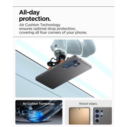 Spigen Liquid Air Case - силиконов (TPU) калъф с висока степен на защита за Samsung Galaxy S25 Ultra (сив) 18
