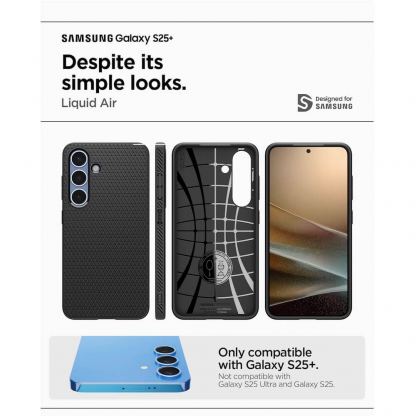 Spigen Liquid Air Case - силиконов (TPU) калъф с висока степен на защита за Samsung Galaxy S25 Plus (черен) 13