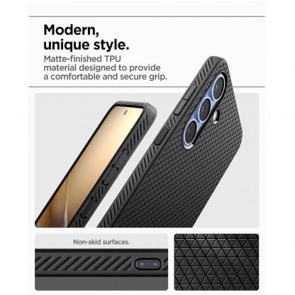 Spigen Liquid Air Case - силиконов (TPU) калъф с висока степен на защита за Samsung Galaxy S25 Plus (черен) 15