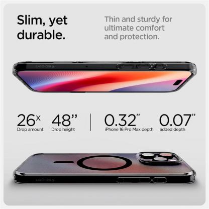 Spigen Ultra Hybrid T MagSafe Case - хибриден кейс с висока степен на защита с MagSafe за iPhone 16 Pro Max (прозрачен-черен) 13