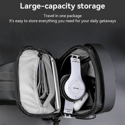 Yesido Anti-Theft Sling Backpack With Lock - стилна чанта с презрамка и ключалка за смартфони и други дребни вещи (черен) 3