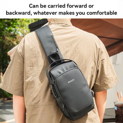 Yesido Anti-Theft Sling Backpack With Lock - стилна чанта с презрамка и ключалка за смартфони и други дребни вещи (черен) 7