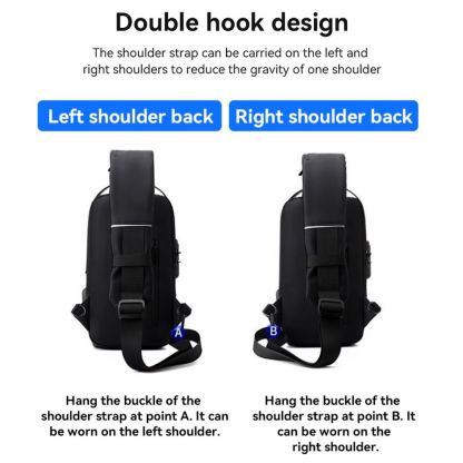 Yesido Anti-Theft Sling Backpack With Lock - стилна чанта с презрамка и ключалка за смартфони и други дребни вещи (черен) 9
