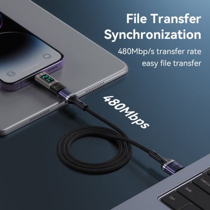Yesido GS25 Lightning to USB-C Adapter With Digital Display 27W - адаптер от Lightning мъжко към USB-C женско за Apple устройства с Lightning порт (черен) 4