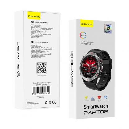 Blavec M07 Raptor HD Amoled Smartwatch - умен фитнес часовник с фунцция за измерване на пулса за iOS и Android (тъмносив) 7